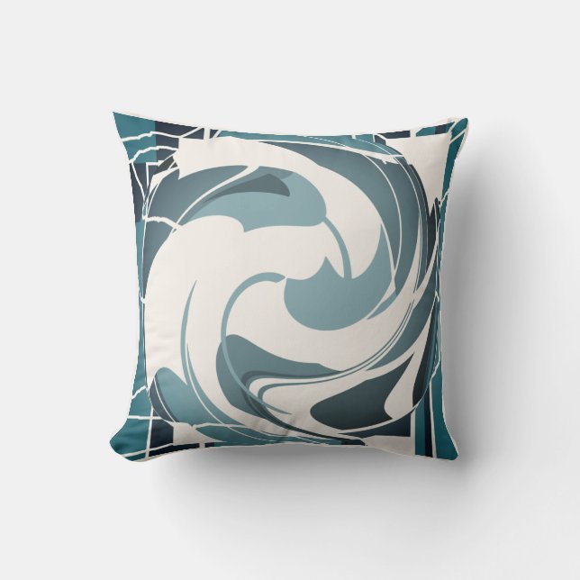 Coussin Mosaïque Abstraite gris pâle blanc cassé (Recto)