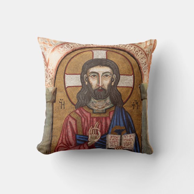 Coussin Mosaïque ancienne de Jésus (Recto)