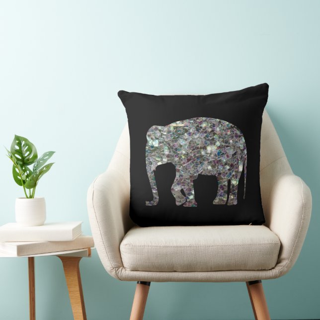 Coussin Mosaïque argentée réversible Eléphant PLdesign (Chaise)