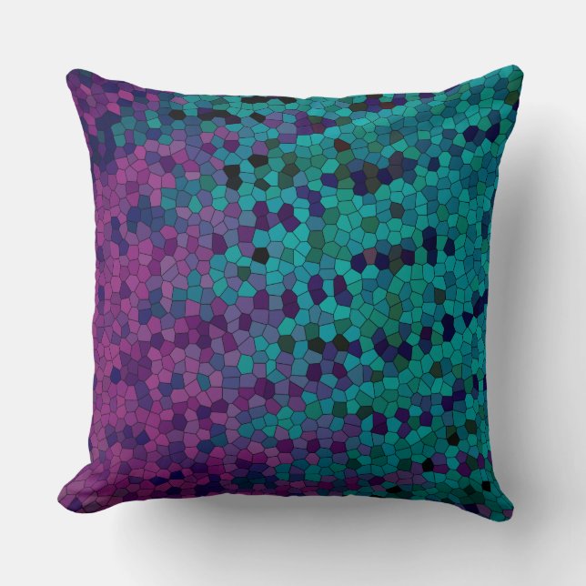 Coussin Mosaïque bleu turquoise Turquoise et violet (Recto)