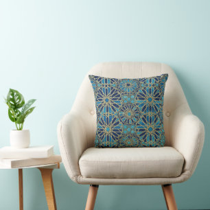 Coussin mosaïque bleue