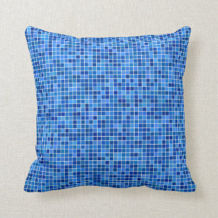 Coussin Mosaïque bleue de pixel