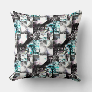 Coussin mosaïque carré de textures désordonnées en argent 