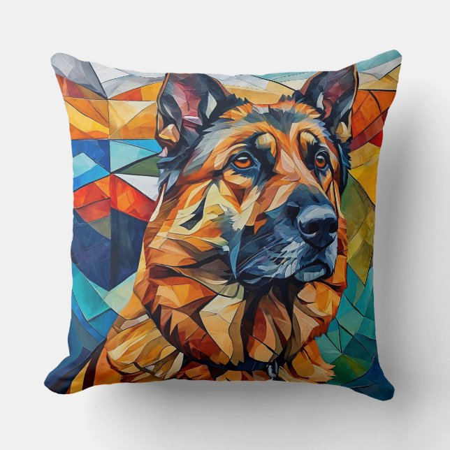 Coussin 🐶 Mosaïque Chien Berger Allemand Style Maison Cos (Recto)