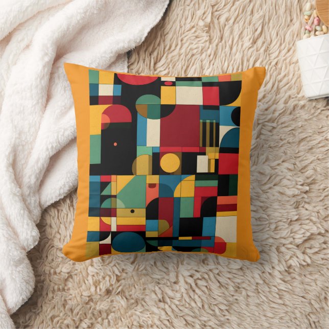 Coussin Mosaïque Coloré Abstrait Géométrique Bauha (Couverture)