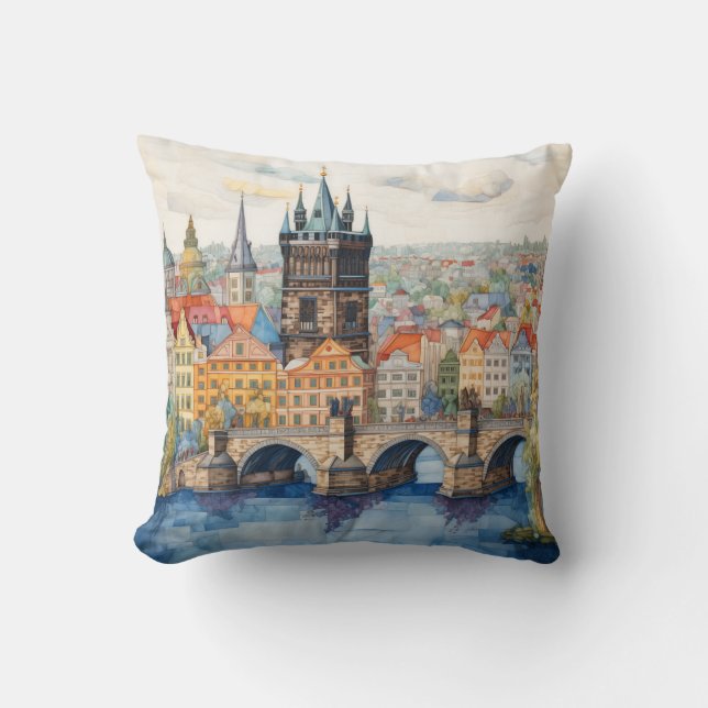Coussin Mosaïque colorée de Prague (Recto)