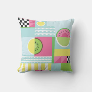 Coussin Mosaïque colorée estivale, kiwi de pastèque