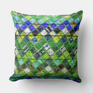 Coussin Mosaïque colorée Motif bois Look #8