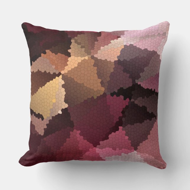 Coussin Mosaïque dans les couleurs brun-rose et jaune (Recto)
