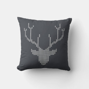 Coussin mosaïque d'art géométrique d'animal de cerf