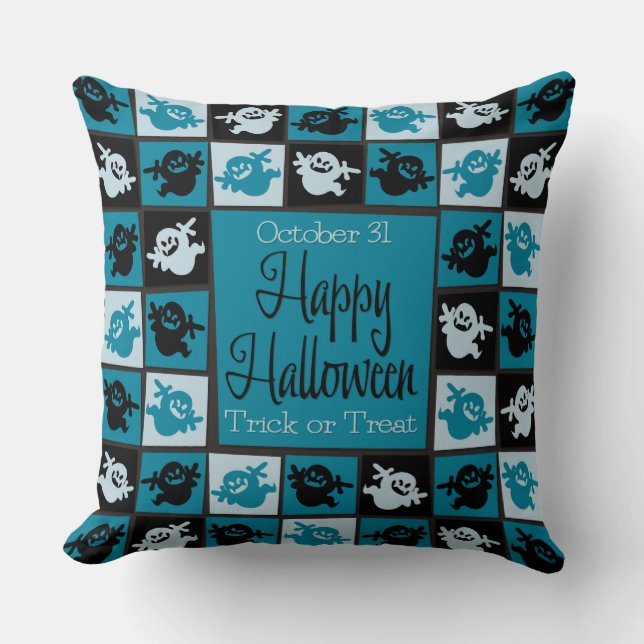 Coussin Mosaïque de fantôme d'Halloween (Recto)