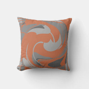 Coussin Mosaïque de fleurs abstraites grises orange brûlé