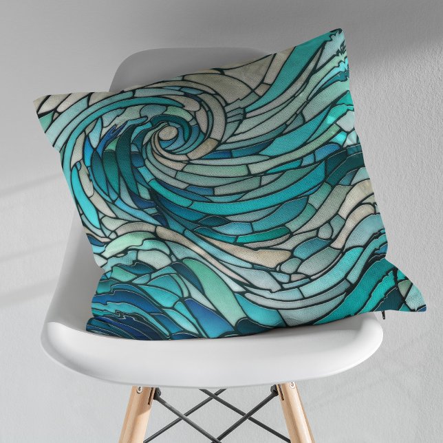 Coussin Mosaïque de la vague océanique (Créateur téléchargé)