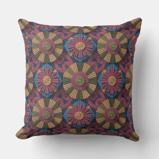 Coussin Mosaïque de motif de batik 3D Sekar Kala (Recto)