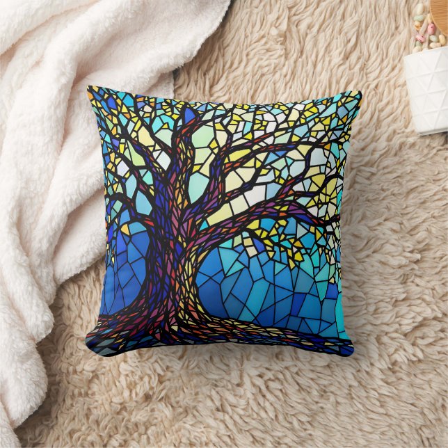 Coussin Mosaïque de verre brisé Arbre de Vie (Couverture)