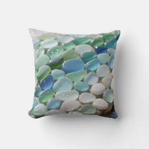 Coussin Mosaïque de verre de mer Océan Bleus Tranquille