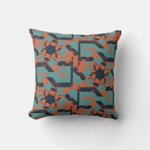 Coussin Mosaïque déchiquetée bleu sarcelle marine méditerr