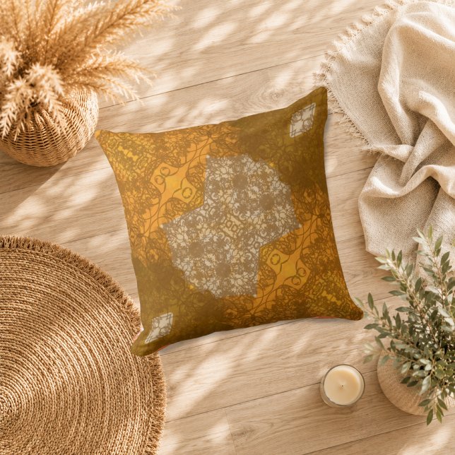 Coussin Mosaïque Dentelle Dorée (Créateur téléchargé)