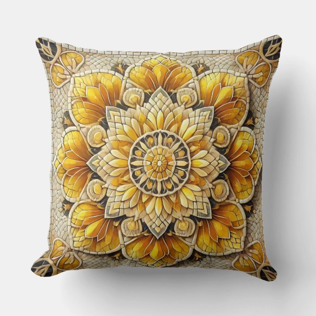 Coussin Mosaïque dorée : Art Décoratif Luxueux (Recto)