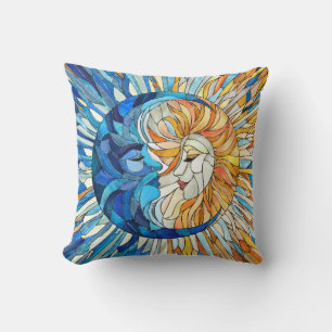 Coussin Mosaïque du soleil et de la lune
