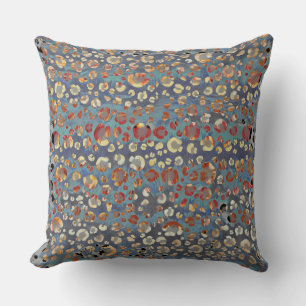 Coussin Mosaïque Empreinte de léopard bleu gris orange jau