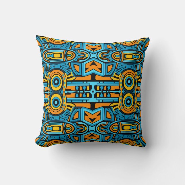 Coussin Mosaïque en miroir : Turquoise anamorphique & Bleu (Recto)