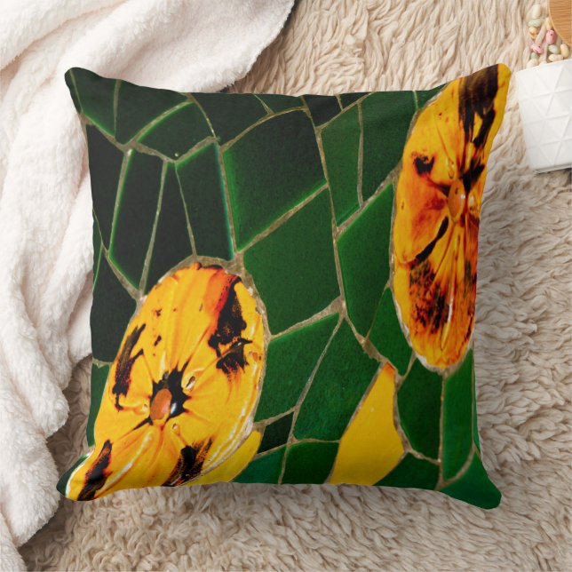 Coussin Mosaïque espagnole verte et jaune (Couverture)