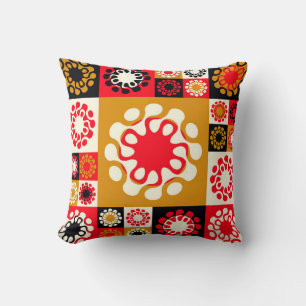 Coussin mosaïque ethnique de style asiatique avec fleurs s