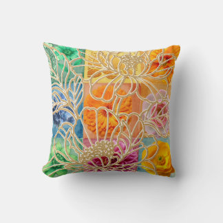 Coussin Mosaïque Florale Dorée
