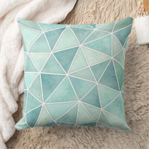 Coussin Mosaïque géométrique Aqua pâle – Polygone