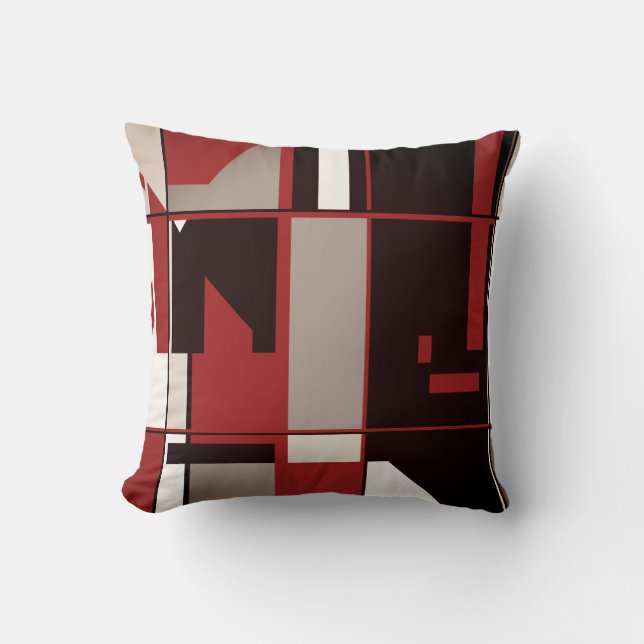 Coussin Mosaïque géométrique blanche gris foncé gris noir (Recto)