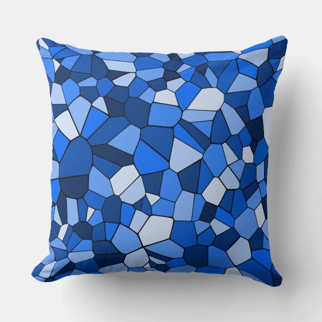 Coussin Mosaïque géométrique bleue moderne (Recto)