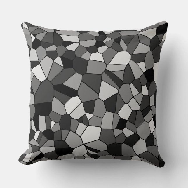 Coussin Mosaïque géométrique grise moderne (Recto)