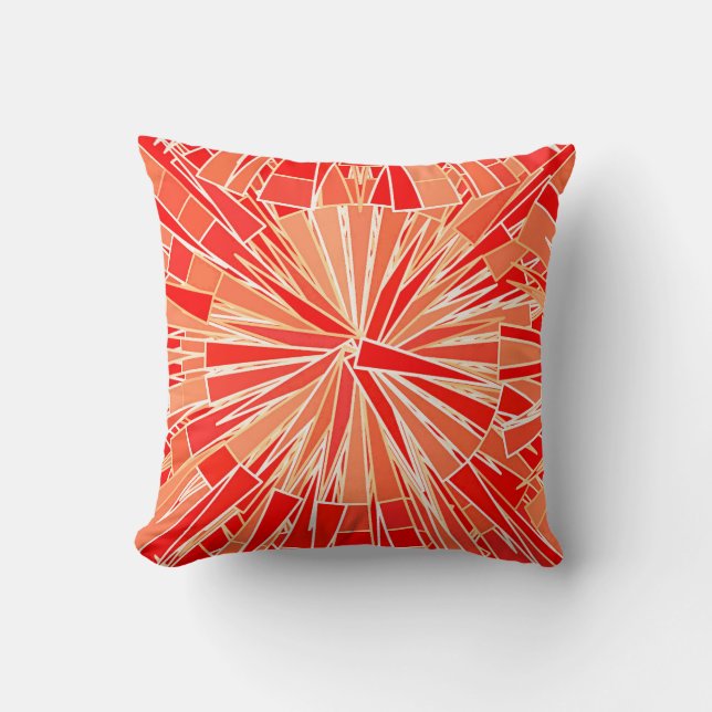Coussin Mosaïque géométrique moderne, Coral Orange (Recto)