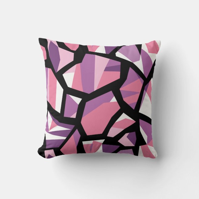 Coussin Mosaïque géométrique vive en rose et violet (Recto)