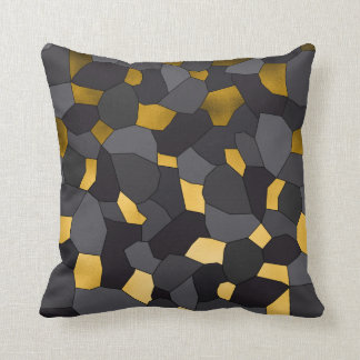 Coussin Mosaïque grise et noire d'or élégant élégant