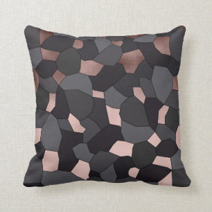 Coussin Mosaïque grise et noire d'or rose élégant élé