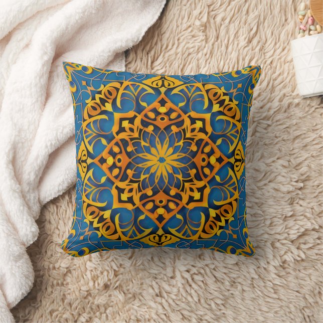 Coussin mosaïque jaune bleu (Couverture)