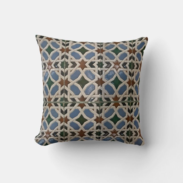 Coussin Mosaïque méditerranéenne bleu vert (Recto)