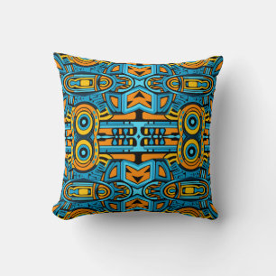 Coussin Mosaïque Miroir : Turquoise et Bleu Anamorphique