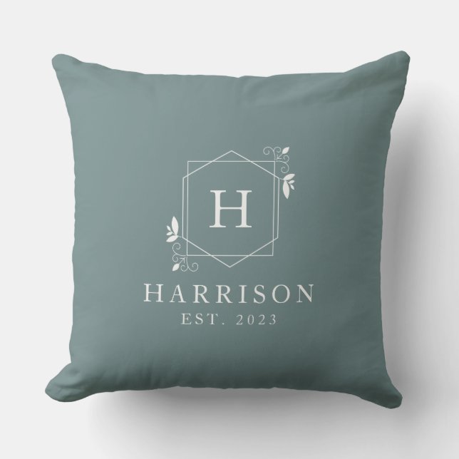 Coussin Mosaïque moderne bleu doux Monogramme Rustique ini (Recto)
