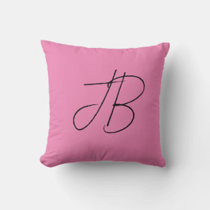 Coussin Mosaïque plaine tendance monogramme initiales rose