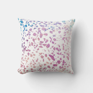 Coussin Mosaïque Terrazzo Abstraite Motif Rose & Bleu