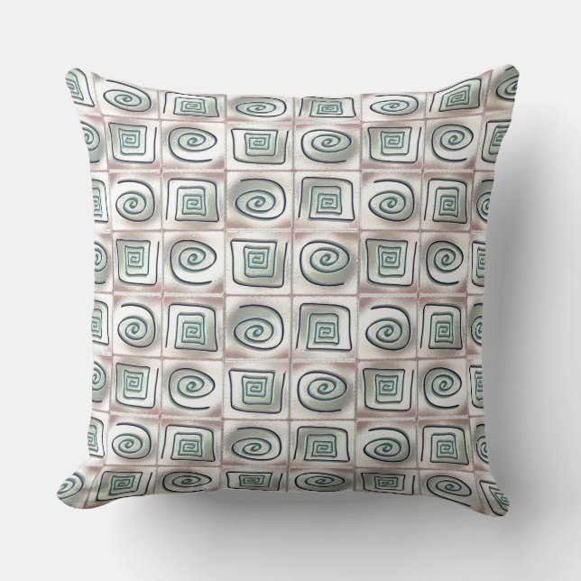 Coussin Mosaïque tourbée de carrés avec conception en spir (Recto)