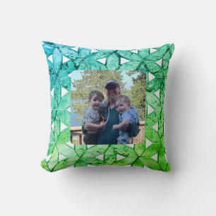 Coussin Mosaïque verte aquamarine   fleur de vie