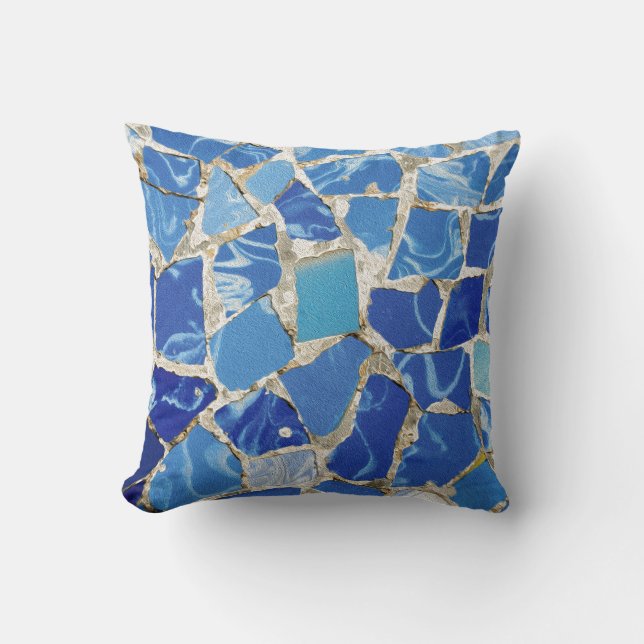 Coussin Mosaïques de Gaudi avec un contact d'huile (Recto)