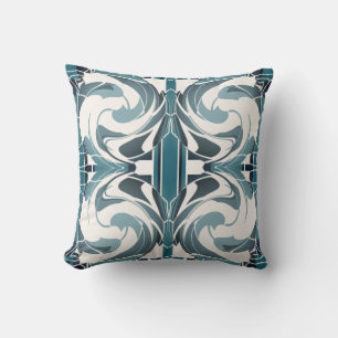 Coussin Mosaïques symétriques florales gris pâle blanc cas