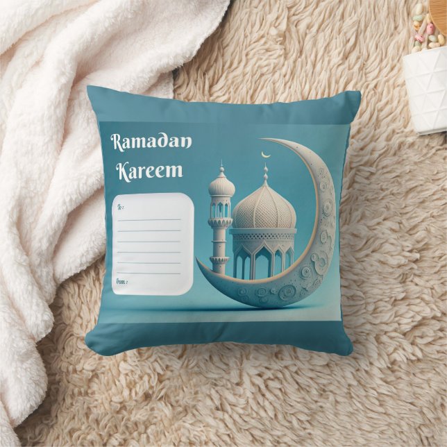 Coussin Mosquée à l'aquarelle douce Sérénité du Ramadan (Couverture)
