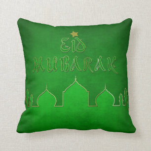 Coussin Mosquée verte de l'or de l'Aïd Moubarak