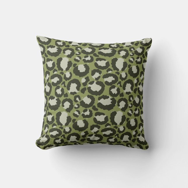 Coussin Moss Green Glamour Leopard Spod Poster de animal (Recto)